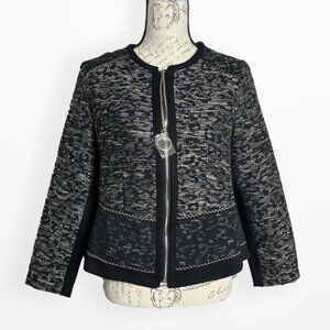 Chico's Petites Black and Gold Jacquered Jacket